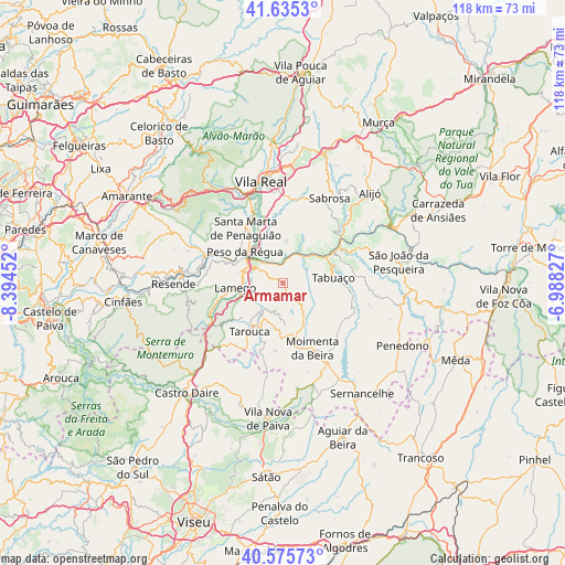 Armamar on map