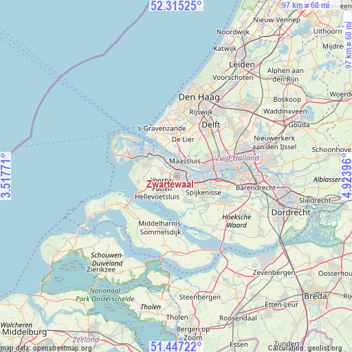 Zwartewaal on map