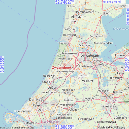 Zwaanshoek on map