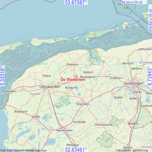 De Westereen on map