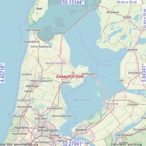 Zwaagdijk-Oost on map