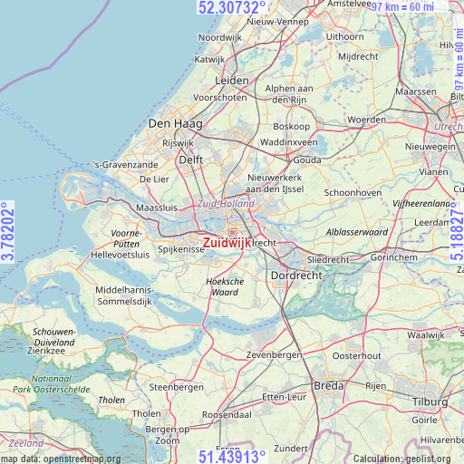 Zuidwijk on map