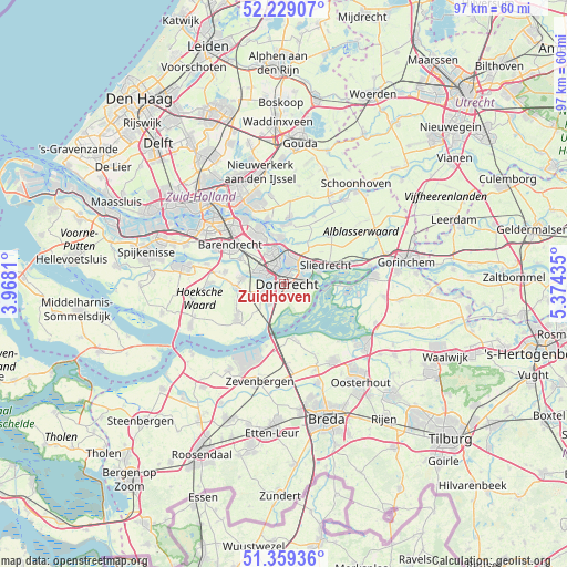 Zuidhoven on map