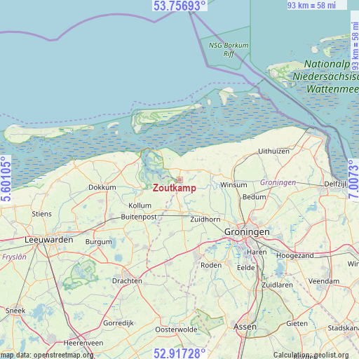 Zoutkamp on map