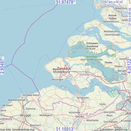 Zanddijk on map