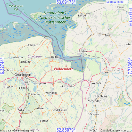 Woldendorp on map