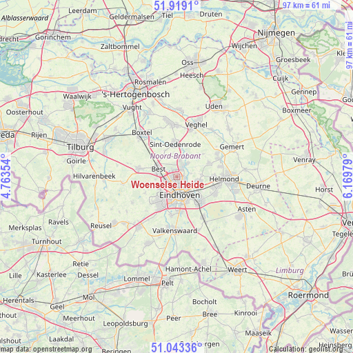 Woenselse Heide on map