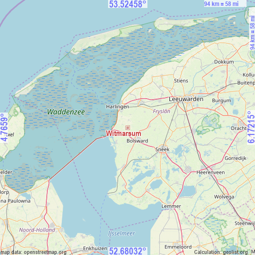 Witmarsum on map