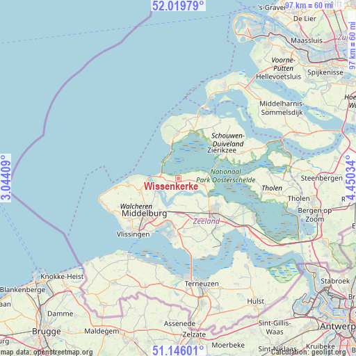 Wissenkerke on map