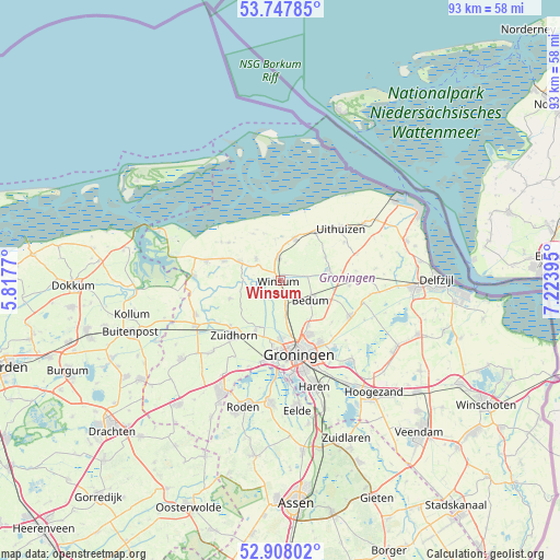 Winsum on map