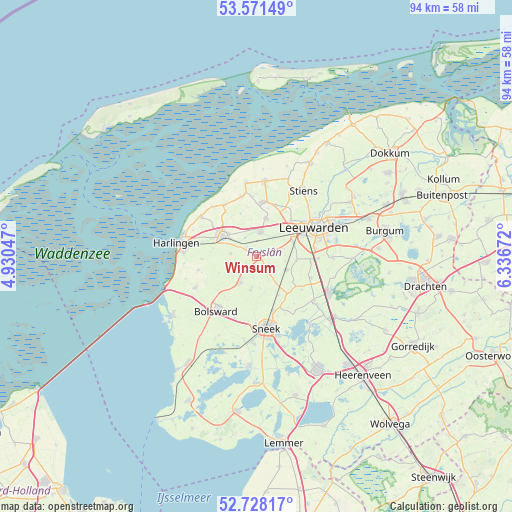 Winsum on map