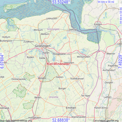 Kiel-Windeweer on map