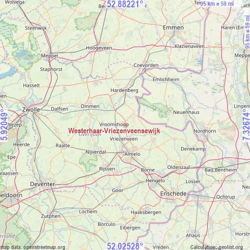 Westerhaar-Vriezenveensewijk on map