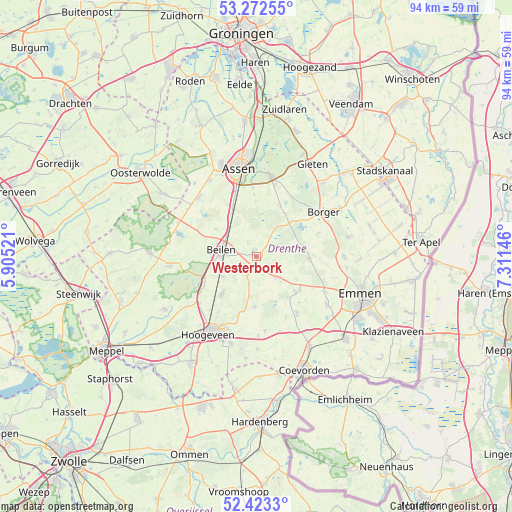 Westerbork on map