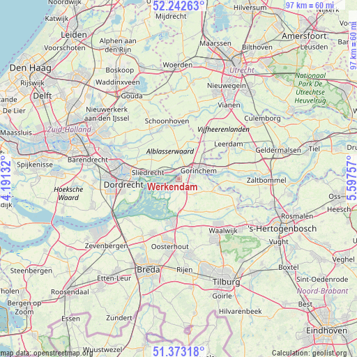 Werkendam on map