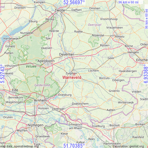 Warnsveld on map