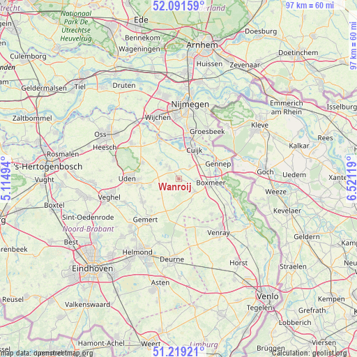 Wanroij on map