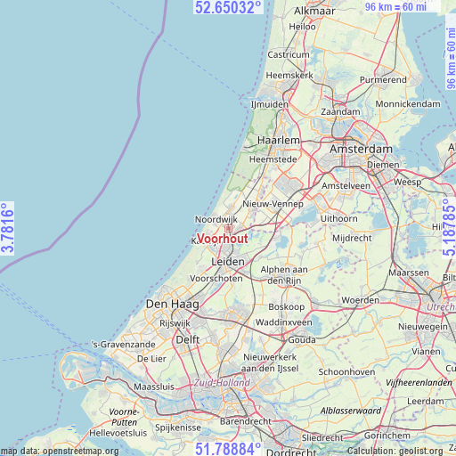 Voorhout on map