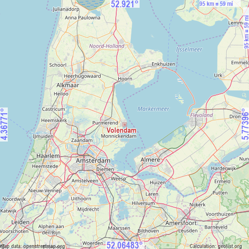 Volendam on map