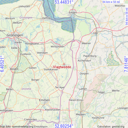 Vlagtwedde on map