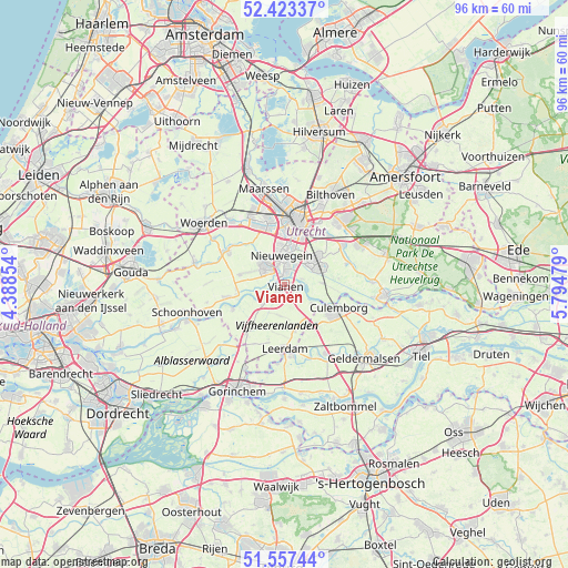 Vianen on map