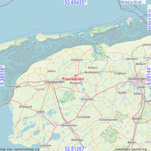 Feanwâlden on map