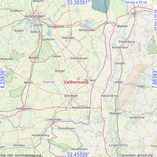 Valthermond on map
