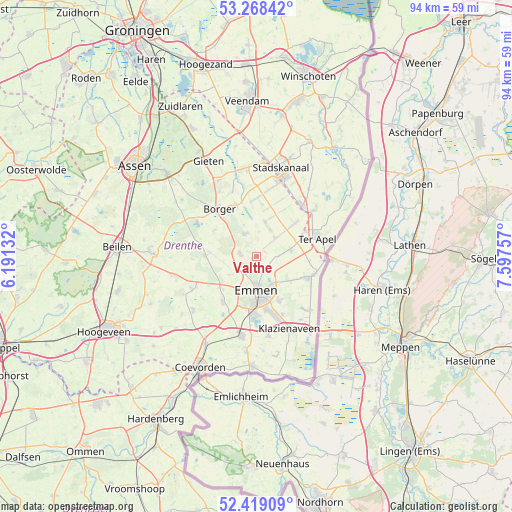 Valthe on map