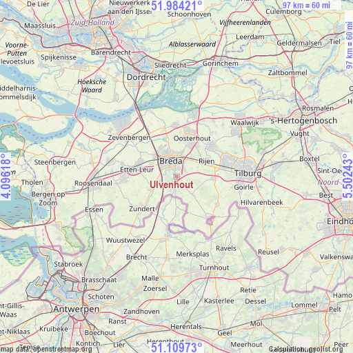 Ulvenhout on map