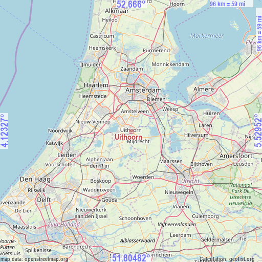 Uithoorn on map