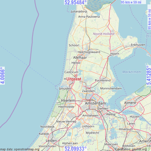 Uitgeest on map