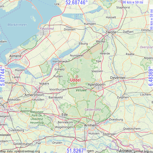 Uddel on map