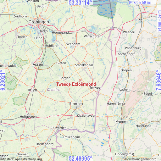 Tweede Exloërmond on map