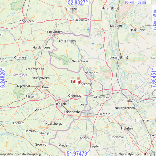 Tilligte on map