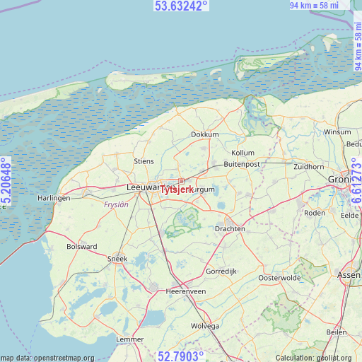 Tytsjerk on map