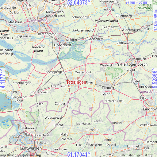 Teteringen on map