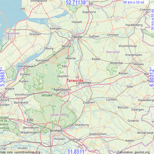 Terwolde on map