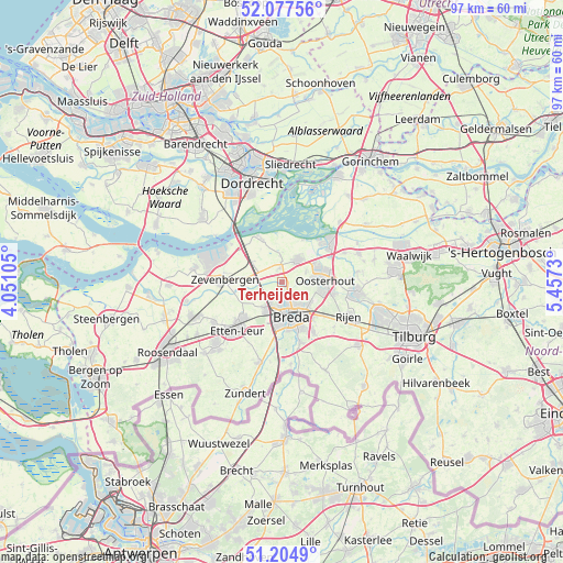 Terheijden on map