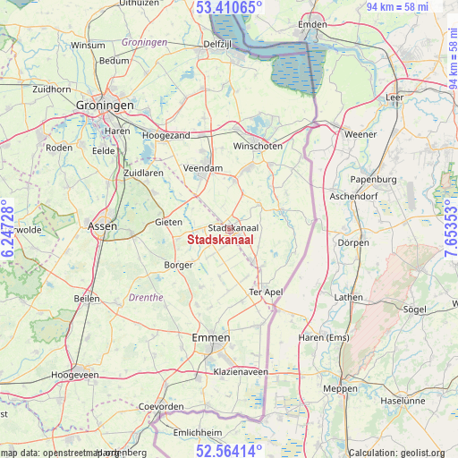 Stadskanaal on map