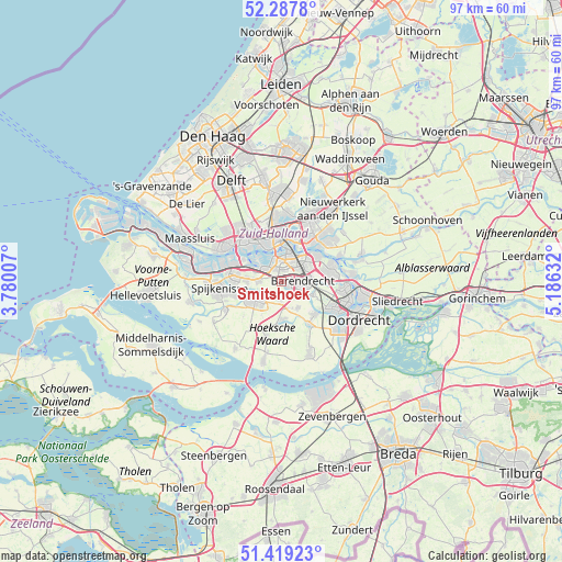 Smitshoek on map