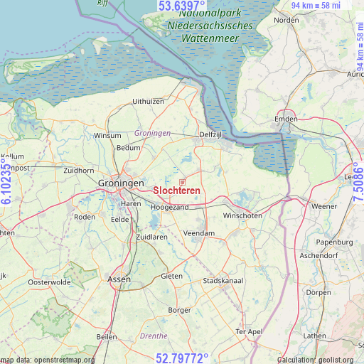 Slochteren on map