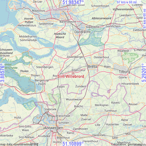 Sint Willebrord on map