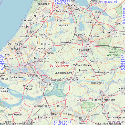Schoonhoven on map