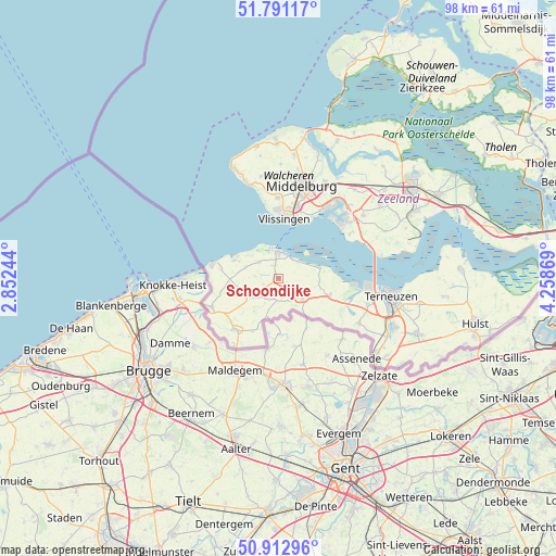 Schoondijke on map