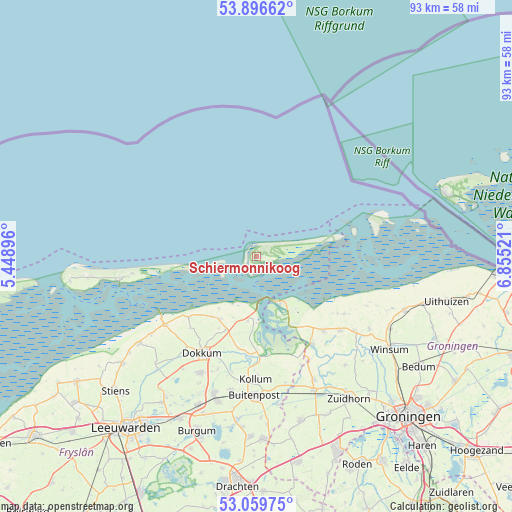 Schiermonnikoog on map