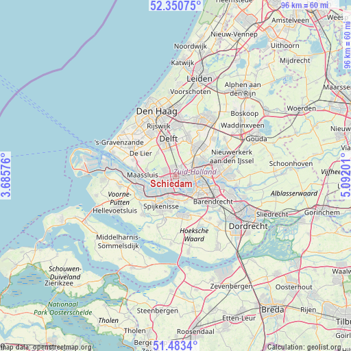 Schiedam on map
