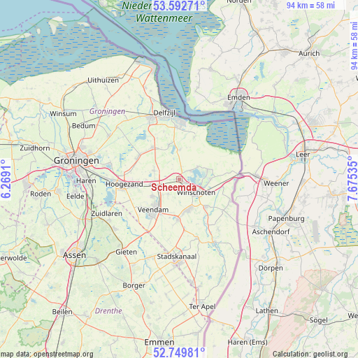 Scheemda on map