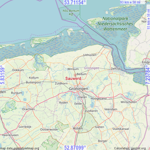 Sauwerd on map