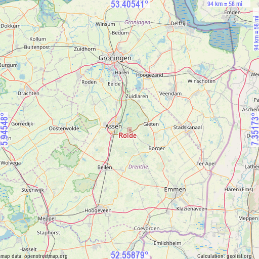 Rolde on map