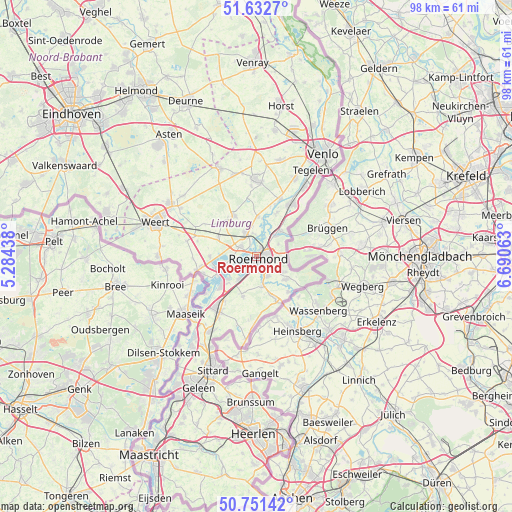 Roermond on map
